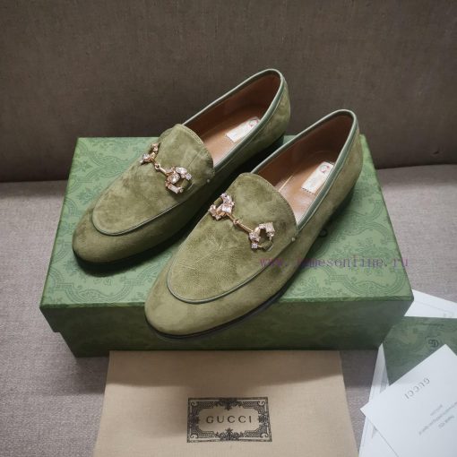 Gucc'i Jordaan series women's loafers new color Yangjing crystal diamond horseneck buckle reij0y3ui8 - Image 4