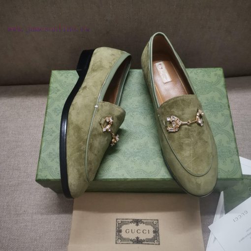 Gucc'i Jordaan series women's loafers new color Yangjing crystal diamond horseneck buckle reij0y3ui8 - Image 5