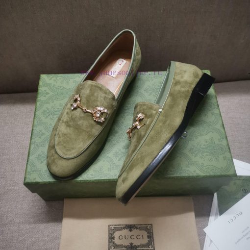 Gucc'i Jordaan series women's loafers new color Yangjing crystal diamond horseneck buckle reij0y3ui8 - Image 6