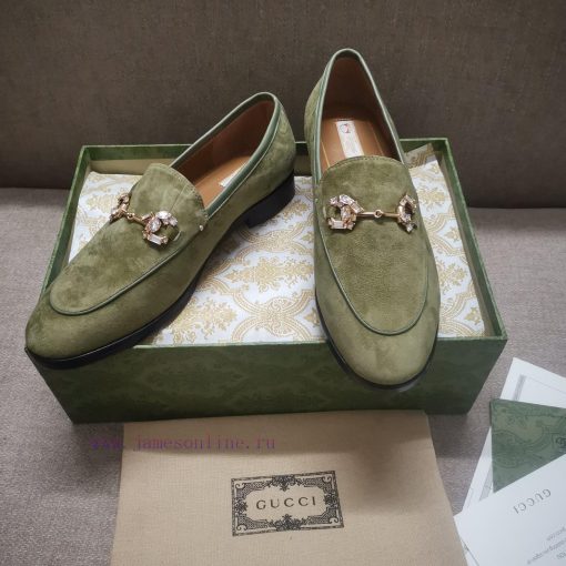 Gucc'i Jordaan series women's loafers new color Yangjing crystal diamond horseneck buckle reij0y3ui8 - Image 8