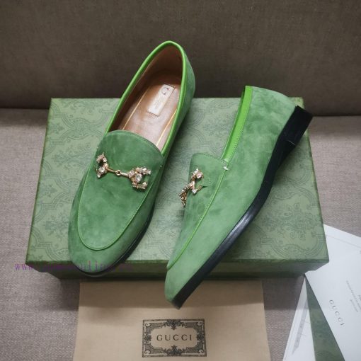 Gucc'i Jordaan series women's loafers new color Yangjing crystal diamond horseneck buckle rea4xncovs