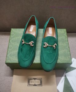 Gucc'i Jordaan series women's loafers new color Yangjing crystal diamond horseneck buckle re0k4mg0wl