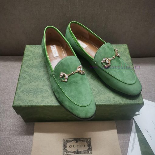 Gucc'i Jordaan series women's loafers new color Yangjing crystal diamond horseneck buckle rea4xncovs - Image 4