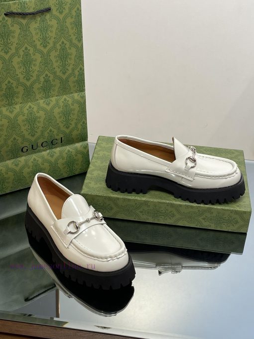 2023 Latest GUCCI Silver Palladium Horseneck Buckle Thick Bottom Lefu Shoes Purchasing Gradess2dv0us