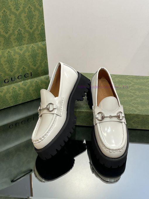 2023 Latest GUCCI Silver Palladium Horseneck Buckle Thick Bottom Lefu Shoes Purchasing Gradess2dv0us - Image 7