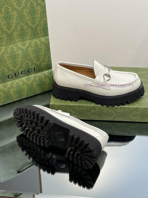 2023 Latest GUCCI Silver Palladium Horseneck Buckle Thick Bottom Lefu Shoes Purchasing Gradess2dv0us - Image 10