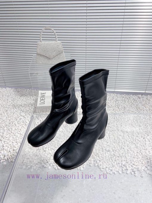 High qualityMaison Margiela MM6 new round heel pinch toe elastic boots and short bootsMateri3c2o5vld - Image 3