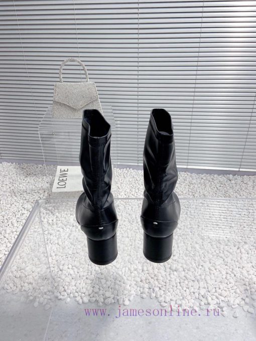 High qualityMaison Margiela MM6 new round heel pinch toe elastic boots and short bootsMateri3c2o5vld - Image 5