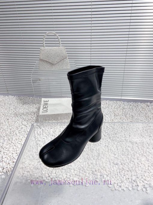 High qualityMaison Margiela MM6 new round heel pinch toe elastic boots and short bootsMateri3c2o5vld - Image 6