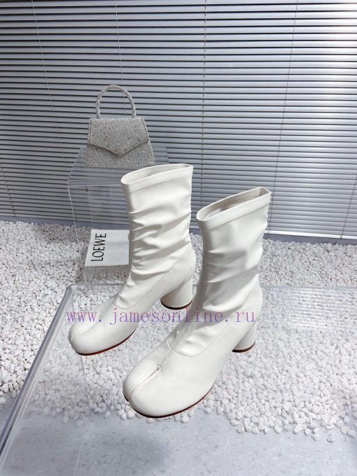 High qualityMaison Margiela MM6 new round heel pinch toe elastic boots and short bootsMaterionp0o3vr - Image 3