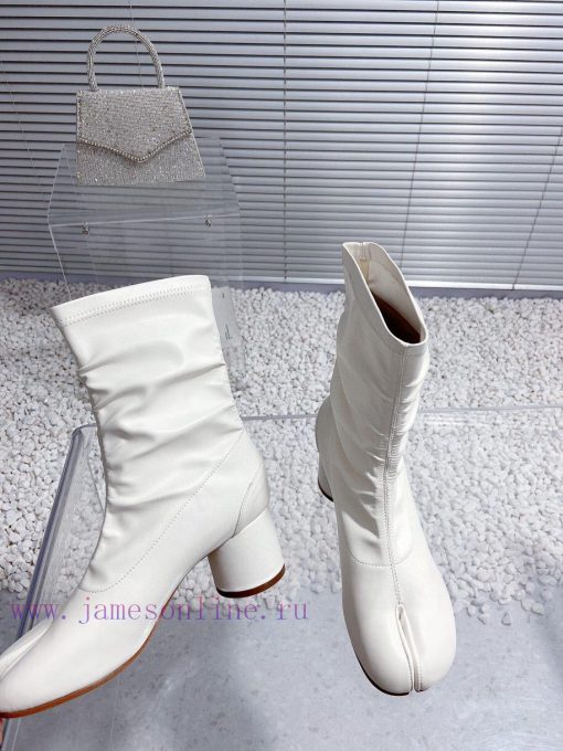 High qualityMaison Margiela MM6 new round heel pinch toe elastic boots and short bootsMaterionp0o3vr - Image 7