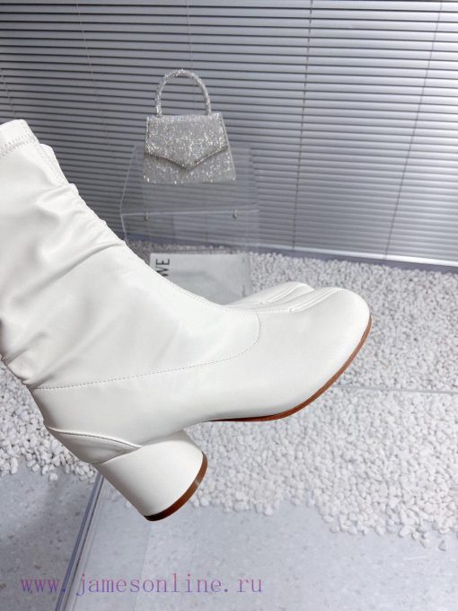 High qualityMaison Margiela MM6 new round heel pinch toe elastic boots and short bootsMaterionp0o3vr - Image 9