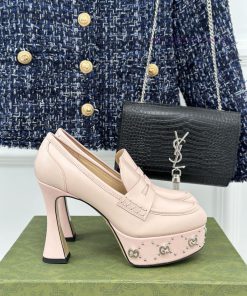 Gucci classic popular rivet thick bottom waterproof tableHigh heeled loafersHighly recommendidy7dvpl