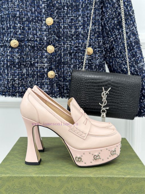 Gucci classic popular rivet thick bottom waterproof tableHigh heeled loafersHighly recommendidy7dvpl - Image 2