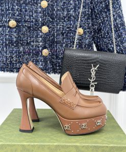 Gucci classic popular rivet thick bottom waterproof tableHigh heeled loafersHighly recommend7yxa5j76