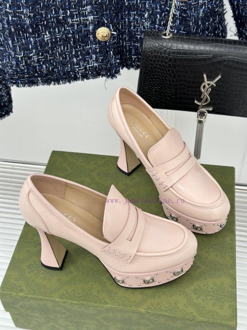 Gucci classic popular rivet thick bottom waterproof tableHigh heeled loafersHighly recommendidy7dvpl - Image 4