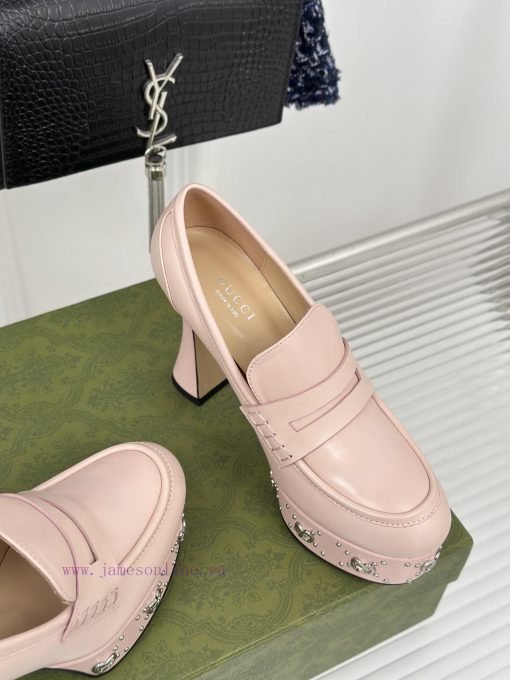 Gucci classic popular rivet thick bottom waterproof tableHigh heeled loafersHighly recommendidy7dvpl - Image 6