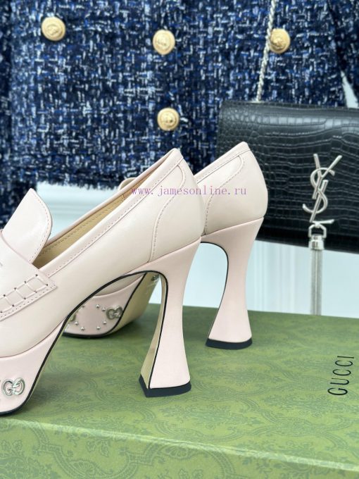 Gucci classic popular rivet thick bottom waterproof tableHigh heeled loafersHighly recommendidy7dvpl - Image 7