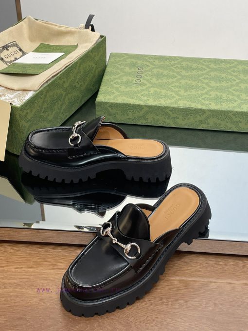 2023 Latest GUCCI Silver Palladium Horseneck Buckle Thick Bottom Lefu Slippers Purchasing Gri6bzcih9 - Image 6