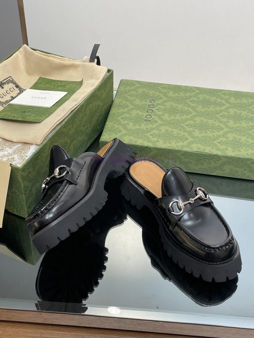 2023 Latest GUCCI Silver Palladium Horseneck Buckle Thick Bottom Lefu Slippers Purchasing Gri6bzcih9 - Image 7