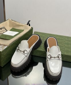 2023 Latest GUCCI Silver Palladium Horseneck Buckle Thick Bottom Lefu Slippers Purchasing Grg8575vdn