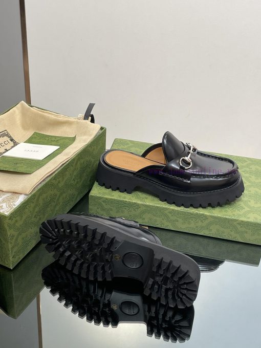 2023 Latest GUCCI Silver Palladium Horseneck Buckle Thick Bottom Lefu Slippers Purchasing Gri6bzcih9 - Image 10
