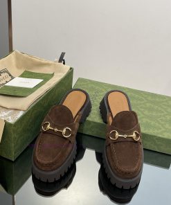 2023 Latest GUCCI Silver Palladium Horseneck Buckle Thick Bottom Lefu Slippers Purchasing Grprdugisd