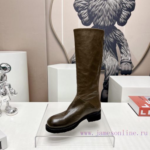 Top tierMarsell 2023 vs Autumn/Winter Fold Boots CollectionRound toe retro high bootsThis boq710xrza - Image 7