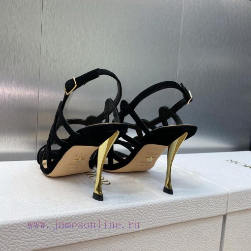 Dior 2023 new D-Fame series metal heel women's shoes star style square toe open toe Roman slcgkrw73g - Image 8