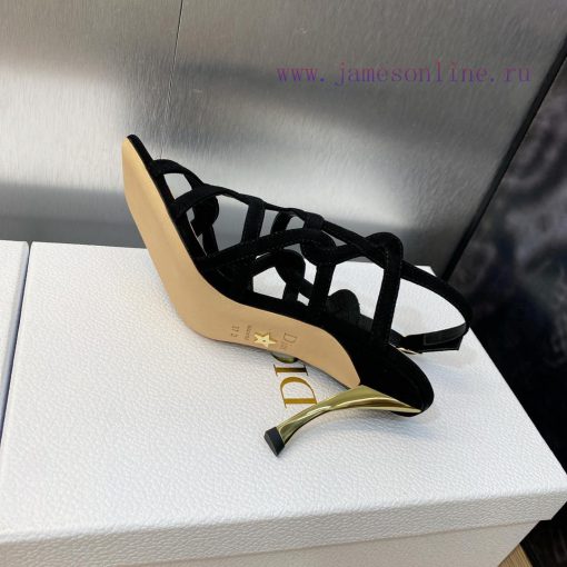 Dior 2023 new D-Fame series metal heel women's shoes star style square toe open toe Roman slcgkrw73g - Image 10