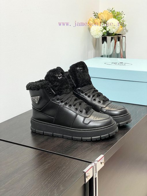 .  Prada new arrival-P Home 2023 Autumn/Winter High Top Wool Height Increasing Sports ShoesSzl9c8gwu - Image 2