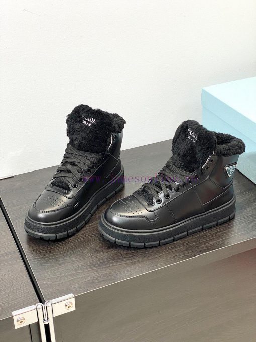 .  Prada new arrival-P Home 2023 Autumn/Winter High Top Wool Height Increasing Sports ShoesSzl9c8gwu - Image 6