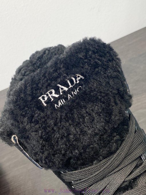 .  Prada new arrival-P Home 2023 Autumn/Winter High Top Wool Height Increasing Sports ShoesSzl9c8gwu - Image 8