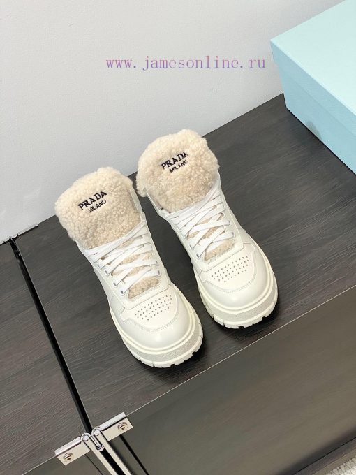 .  Prada new arrival-P Home 2023 Autumn/Winter High Top Wool Height Increasing Sports ShoesSt8ltmi02 - Image 3