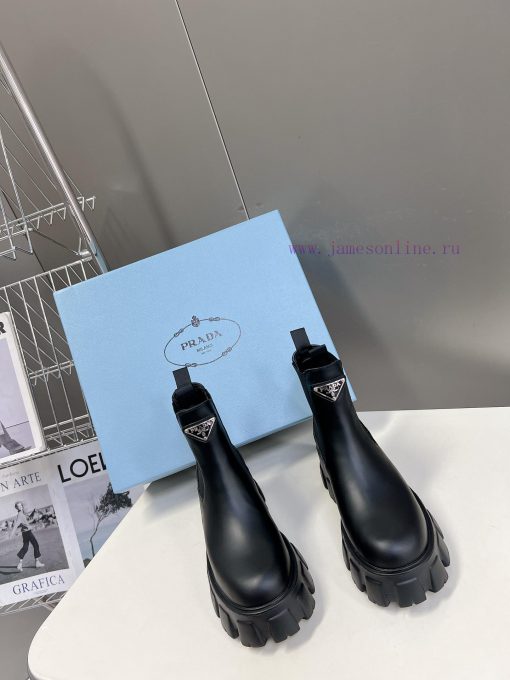 PRADA Top Sponge Cake Thick Bottom Pocket Triangle Logo Couple BootsThe original version 11 qhyviaxz