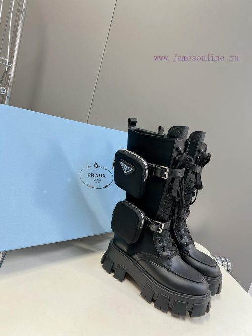 PRADA Top Sponge Cake Thick Bottom Pocket Triangle Logo Couple BootsThe original version 11 ob4er8u7 - Image 3