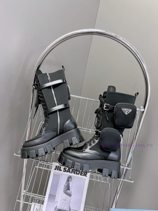 PRADA Top Sponge Cake Thick Bottom Pocket Triangle Logo Couple BootsThe original version 11 ob4er8u7 - Image 7