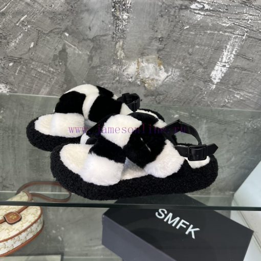 SMFK hairy sandals, when paired with socks, are so cute that they are both fashionable and vidjkbj6i - Image 3