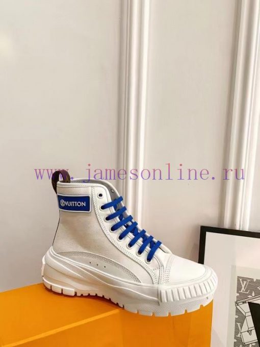 The LV Squad high top sneakers feature a blend of cotton canvas and calf leather trim, with 9mh5l9sv - Image 5