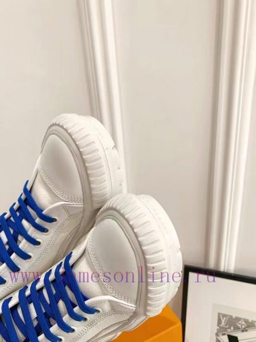 The LV Squad high top sneakers feature a blend of cotton canvas and calf leather trim, with 9mh5l9sv - Image 8