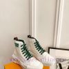 The LV Squad high top sneakers feature a blend of cotton canvas and calf leather trim, with jxmqutn2