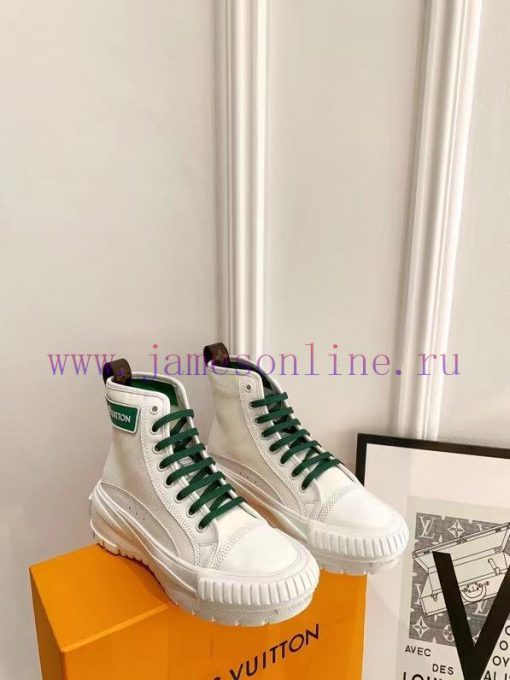 The LV Squad high top sneakers feature a blend of cotton canvas and calf leather trim, with jxmqutn2 - Image 2