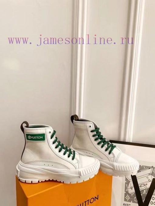 The LV Squad high top sneakers feature a blend of cotton canvas and calf leather trim, with jxmqutn2 - Image 3