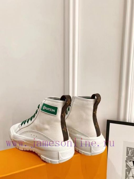 The LV Squad high top sneakers feature a blend of cotton canvas and calf leather trim, with jxmqutn2 - Image 4