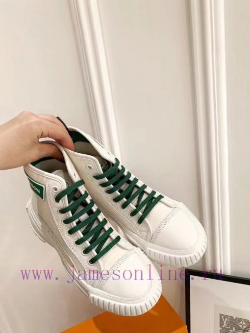 The LV Squad high top sneakers feature a blend of cotton canvas and calf leather trim, with jxmqutn2 - Image 5