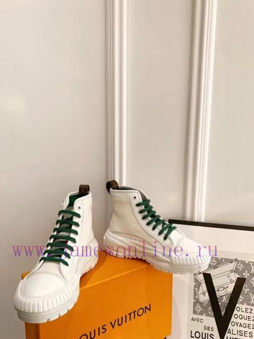 The LV Squad high top sneakers feature a blend of cotton canvas and calf leather trim, with jxmqutn2 - Image 6