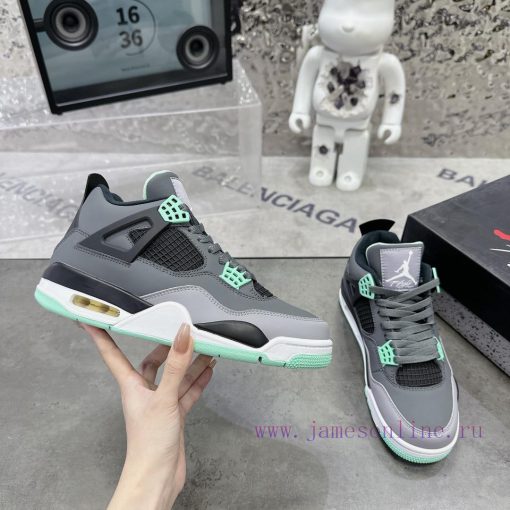 .  Air Jordan 4 Grey GreenThe classic mesh window area of the Qiao 4 is sewn with a joint lazswlvy2m - Image 6