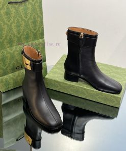 New Gucci Purchasing Grade 2023 New Almond Head Retro G Belt Buckle Ankle Boots Martin Shortlzqqi0kv
