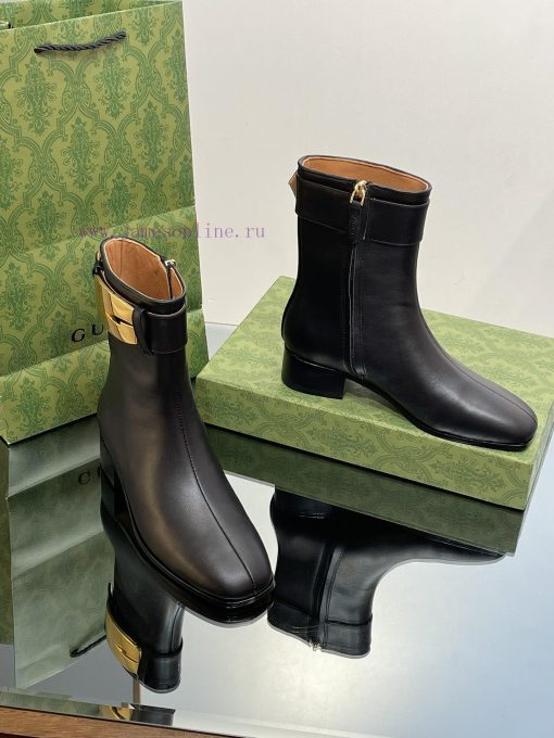 New Gucci Purchasing Grade 2023 New Almond Head Retro G Belt Buckle Ankle Boots Martin Shortlzqqi0kv