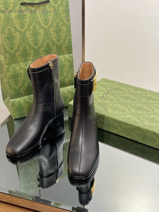 New Gucci Purchasing Grade 2023 New Almond Head Retro G Belt Buckle Ankle Boots Martin Shortlzqqi0kv - Image 3